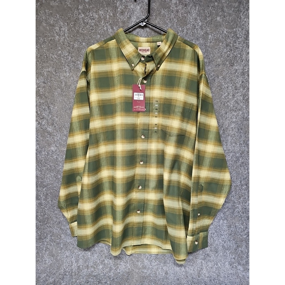 RedHead Ultimate Flannel Shirt, Plaid Green & Tan, Size 3XL, NEW